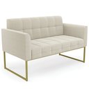 Ver imagem 1 de Sofá Namoradeira Base Industrial Dourado Ana Bouclé Bege - Ibiza
