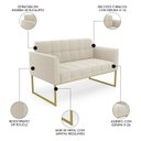 Ver imagem 3 de Sofá Namoradeira Base Industrial Dourado Ana Bouclé Bege - Ibiza