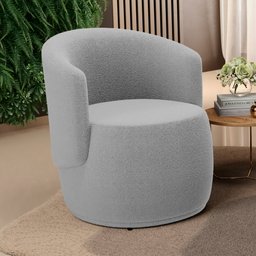 Kit 02 Poltronas Decorativas Aisha Orgânica Bouclê Cinza Claro - Desk Design - 2