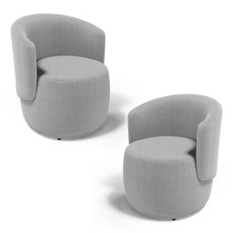 Kit 02 Poltronas Decorativas Aisha Orgânica Bouclê Cinza Claro - Desk Design - 1