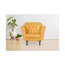 Poltrona Decorativa Couro Amarelo Pés Madeira Ms Decor - 4