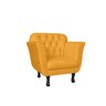 Poltrona Decorativa Couro Amarelo Pés Madeira Ms Decor - 1