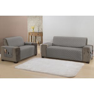 Capa Protetor de Sofá 2 e 3 Lugares King Classic Face Única Assento 1,20m e 1,80m Cinza