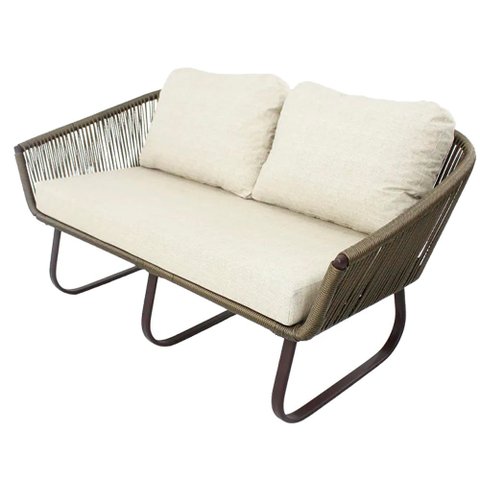 Sófa Namoradeira Milão em Alumínio e Corda Sintética para Área, Piscina, Jardim e Decoração Trama Or