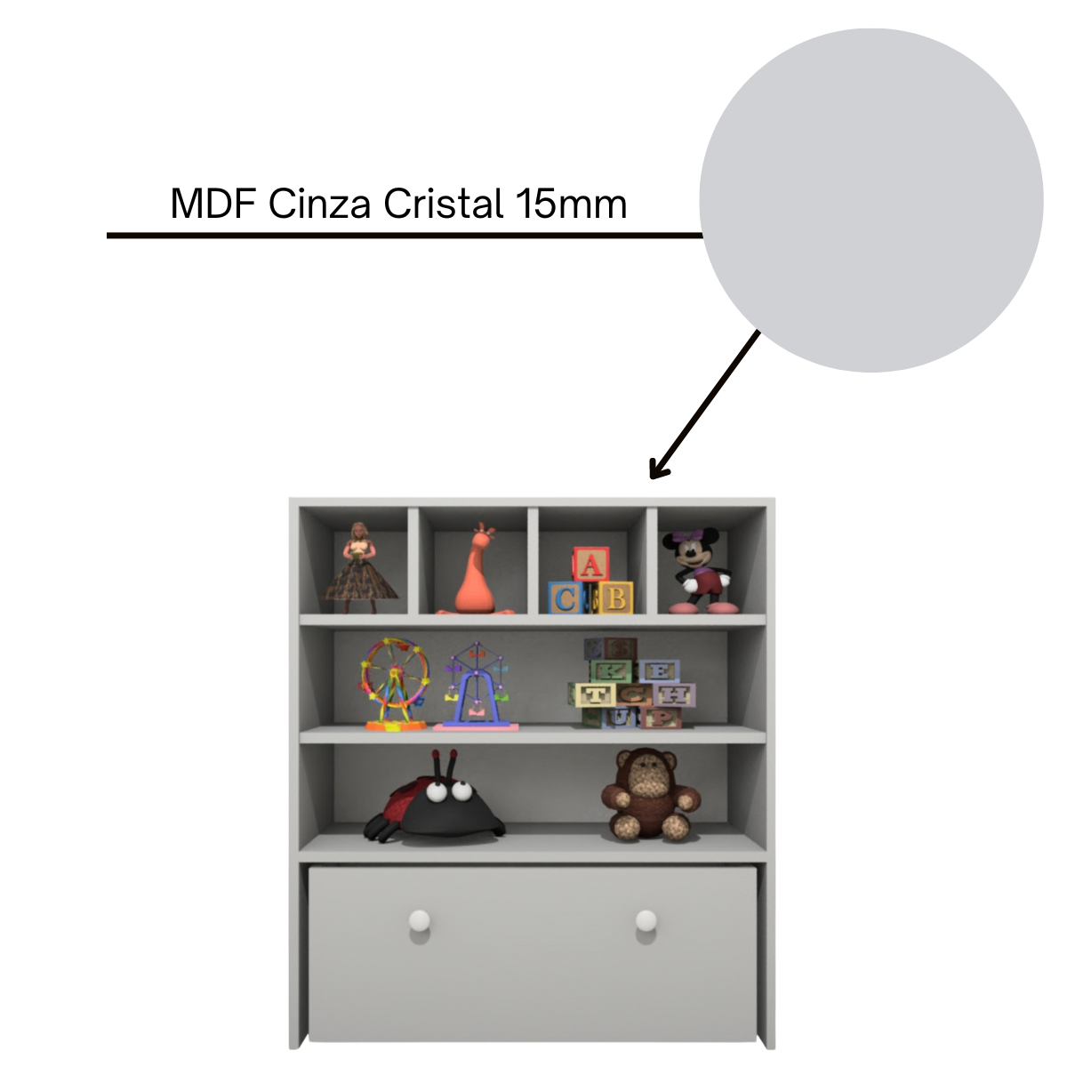 Estante Organizadora de Brinquedos Infantil em Mdf Plancasa:cinza Cristal - 8