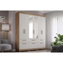 Ver imagem 7 de Guarda Roupa Casal 6 Portas e 5 Gavetas C/ Espelho Porto Cinamomo/off White - Panan