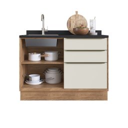 Cozinha Modulada Viena 2 Peças com 1 Armário Aéreo Vidros Reflecta 1 Balcão 120cm  - 11