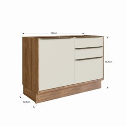 Cozinha Modulada Viena 2 Peças com 1 Armário Aéreo Vidros Reflecta 1 Balcão 120cm  - 5