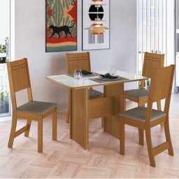 Conjunto de Mesa Sala de Jantar Evora com 4 Cadeiras 1,10m Freijó / Off White / Cacau Indekes - 2 Conjunto de Mesa Sala de Jantar Evora com 4 Cadeiras 1,10m Freijó / Off White / Cacau Indekes - 2