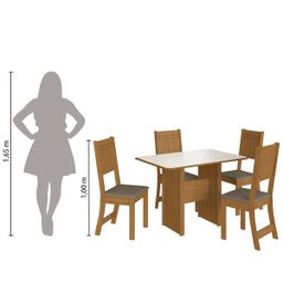 Conjunto de Mesa Sala de Jantar Evora com 4 Cadeiras 1,10m Freijó / Off White / Cacau Indekes - 6 Conjunto de Mesa Sala de Jantar Evora com 4 Cadeiras 1,10m Freijó / Off White / Cacau Indekes - 6