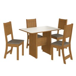 Conjunto de Mesa Sala de Jantar Evora com 4 Cadeiras 1,10m Freijó / Off White / Cacau Indekes - 1 Conjunto de Mesa Sala de Jantar Evora com 4 Cadeiras 1,10m Freijó / Off White / Cacau Indekes - 1
