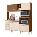 Ver imagem 1 de Cozinha Compacta Piatã 7 Portas 3 Gavetas sem Tampo Ipê/off White/ripado Ipê - Nicioli