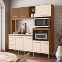 Ver imagem 2 de Cozinha Compacta Piatã 7 Portas 3 Gavetas sem Tampo Ipê/off White/ripado Ipê - Nicioli