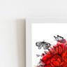 Flores Esqueleto Vermelho Quadro Moldura Branca 60x40cm - 2