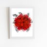 Flores Esqueleto Vermelho Quadro Moldura Branca 60x40cm - 1