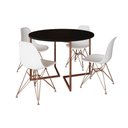 Ver imagem 6 de Mesa Industrial Jantar Redonda Preta 110Cm Base V Com 4 Cadeiras Eames Brancas Base Cobre Preto