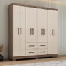 Guarda Roupa Itapema Quarto com 8 Portas e 4 Gavetas Mocaccino/off White - 2