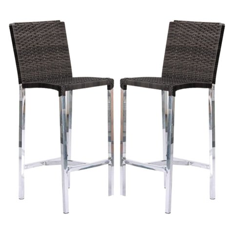 Kit com 2 Banquetas Altas Jardim em Alumínio e Fibra Tabaco