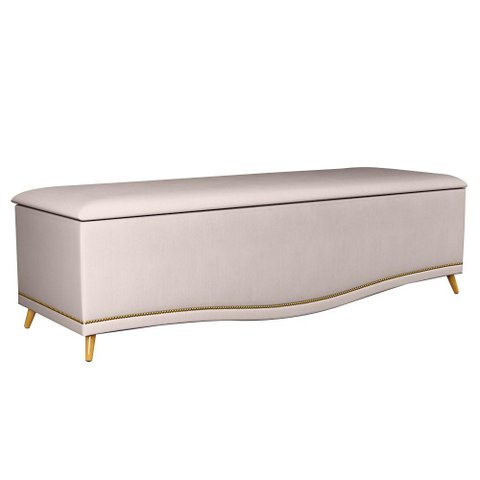 Calçadeira Baú Queen 160cm Imperial J02 Suede Bege - Mpozenato