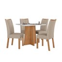 Ver imagem 4 de Conjunto Mesa de Jantar Celebrare 1,20 com Vidro e 4 Cadeiras Apogeu Tecido Linho Rinzai Bege