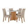 Conjunto Mesa de Jantar Celebrare 1,20 com Vidro e 4 Cadeiras Apogeu Tecido Linho Rinzai Bege - 4
