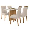 Conjunto Mesa de Jantar Celebrare 1,20 com Vidro e 4 Cadeiras Apogeu Tecido Linho Rinzai Bege - 2