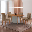 Ver imagem 1 de Mesa de Jantar Diane Tampo 120cm Mdf Canto Copo e 4 Cadeiras Melissa Moderna Mobilia