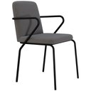 Ver imagem 1 de Cadeira Estofada para Sala de Jantar com Braço Loft Preto C01 Linho Fendi Cinza - Lyam Decor