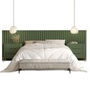 Ver imagem 5 de Conjunto Cabeceira Queen Linha Bend Painel Ripada Fixação na Parede MDF Musgo com Dourado Casa Lar