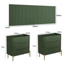 Ver imagem 3 de Conjunto Cabeceira Queen Linha Bend Painel Ripada Fixação na Parede MDF Musgo com Dourado Casa Lar