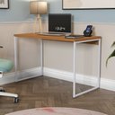Ver imagem 1 de Escrivaninha Mesa Escritório Secretaria 118cm Industrial Canela e Branco Marrom