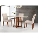 Ver imagem 3 de Mesa Cor Freijó e Fendi 4 Lugares Retangular 1,2x0,90 e Tampo de Vidro Colado