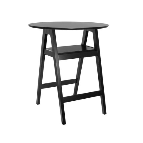 Mesa Bistrô Miami Madeira Maciça e Tampo Redondo - Preto - Tampo Ø80 Laqueado Preto