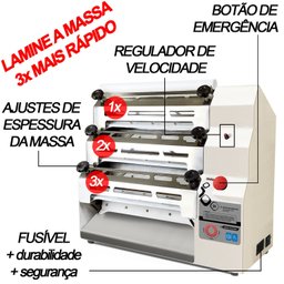 Cilindro Laminador Elétrico 6 Rolos com Regulador de Velocidade Bivolt 400x57mm 1/2cv 50/60 HZ Saro Branco - 5