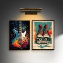 Ver imagem 1 de Kit 2 Quadros Decorativos Rock Aquarela 45x34cm - com Vidro:moldura Preta