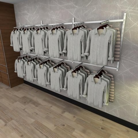 Arara de Roupas para Loja Quarto Closet 22 Peças Regulável 300x100 Cm Cor Branco Kit Clst1b397