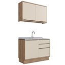 Ver imagem 3 de Cozinha Modulada 2 Peças 3 Portas 3 Gavetas 100% MDF Louro Freijó e Argila Viena Bege