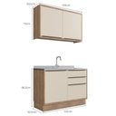 Ver imagem 4 de Cozinha Modulada 2 Peças 3 Portas 3 Gavetas 100% MDF Louro Freijó e Argila Viena Bege