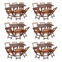 Ver imagem 1 de Kit 6 Conjuntos de Mesa Dobráveis de Madeira 70x110cm com 6 Cadeiras Imbuia