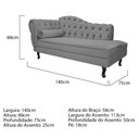 Ver imagem 5 de Kit Diva Recamier Juliana 140cm Lado Direito e 01 Poltrona Classic Suede Cinza - Amarena Móveis