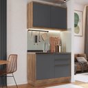 Ver imagem 1 de Cozinha Modulada 2 Peças 3 Portas 3 Gavetas 100% MDF Louro Freijó e Argila Viena Cinza