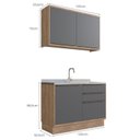 Ver imagem 4 de Cozinha Modulada 2 Peças 3 Portas 3 Gavetas 100% MDF Louro Freijó e Argila Viena Cinza