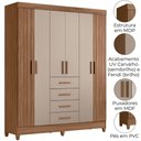 Ver imagem 4 de Guarda Roupa Casal 6p 165 Cm Aruba Carvalho Fendi Friso Moval