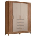 Ver imagem 1 de Guarda Roupa Casal 6p 165 Cm Aruba Carvalho Fendi Friso Moval