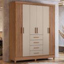Ver imagem 2 de Guarda Roupa Casal 6p 165 Cm Aruba Carvalho Fendi Friso Moval