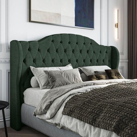 Cabeceira Estofada King 195 Cm Cristal Veludo Verde