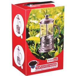 BALZAC CAFETEIRA FRANCESA 19x8x8cm 600ml BOROSILICATO TRANSP TAMPA BAMBU - 2