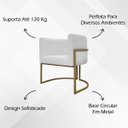 Ver imagem 3 de Poltrona Decorativa Recepção Luna Tecido Sintético Cores Base de Ferro Dourada