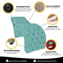 Maca Fixa Ergonômica para Estética Design Cílios com Massagem Veludo Azul Tiffany SOFA STORE - 5