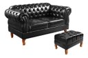 Ver imagem 2 de Sofá Namoradeira 2 Lugares Chesterfield Duquesa Com Puff Para Sala, Recepção - Courissimo Preto
